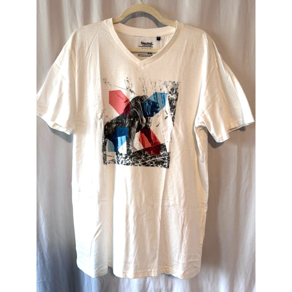 Neutral Organic Cotton V-Neck Graphic T-Shirt - XXL